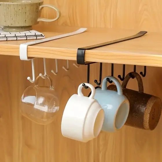 Porta Xicaras Canecas Utensílios Metal Suspenso Organizador Multiuso Para Pendurar Armário Sem Furos