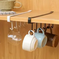 Porta Xicaras Canecas Utensílios Metal Suspenso Organizador Multiuso Para Pendurar Armário Sem Furos
