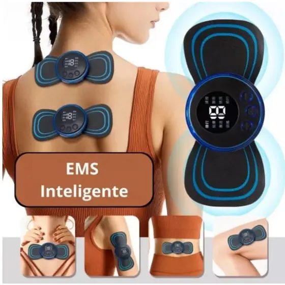 Massageador EMS Portátil Recarregável Elétrico Cervical Muscular Pescoço Coluna Pernas Relaxamento