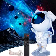 Projetor Astronauta de Galáxia e Estrelas Luz Noturna para Quarto com Controle Remoto USB 5W