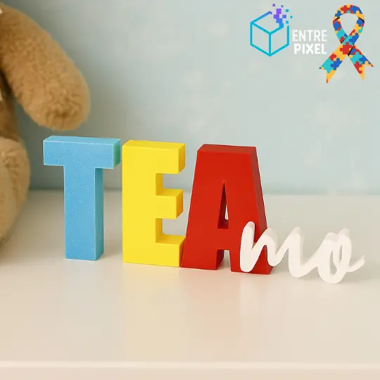 Quadro Decorativo TEA, TE Amo, Espectro autista, Autismo, Amor e Inclusão, TDAH.