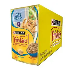 Caixa 15un Ração Úmida Sachê Friskies Gatos Adultos Peixe ao Molho 85g