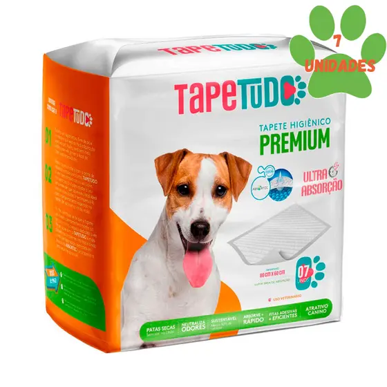 Tapete Higiênico Tapetudo Para Cães 80x60cm 7 Unidades