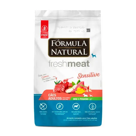 Ração Fórmula Natural Freshmeat Sensitive Cães Adultos Porte Mini e Pequeno Cordeiro 2,5kg