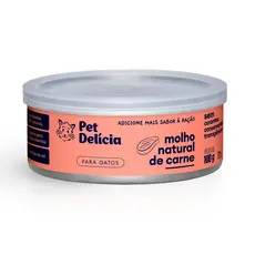 Molho Natural Para Gatos Pet Delícia Sabor Carne 100g