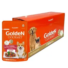 Caixa 20un Ração Úmida Sachê Golden Gourmet Cães Adultos Porte Pequeno Carne 85g