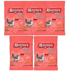 Kit com 5 Petisco Magnus Cat Sabor Carne 40g