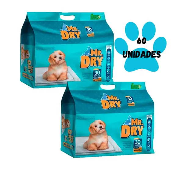 Kit 02 un. Tapete Higiênico Mr Dry - 80x60cm - 30 Unidades
