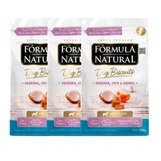 Kit com 3 Biscoitos Fórmula Natural Dog Biscuits Cães Adultos Porte Médio e Grande Abóbora 250g