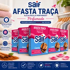 Afasta Traça e Mofo Saif Canela 50g - Perfumado - Guarda Roupas,Closet, Gaveta,-1,3,5 Unidades