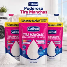 Percarbonato de Sódio Calisul 100% Puro Tira Manchas Alvejante Sem Cloro Roupas Brancas 1kg 2kg 3kg