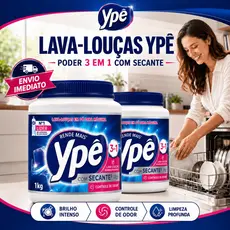 Sabão Ypê Lava Louças em Pó 1Kg para Máquina - Com Secante e Controle de Odor - Limpeza Profunda
