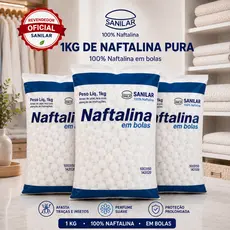 Naftalina Sanilar 1kg em Bolas 100% Pura Anti Traças para Armários Guarda-Roupa Roupas e Gavetas
