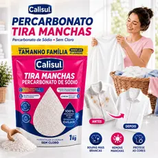Tira Manchas Sem Cloro 1kg - Remove Manchas Difíceis Café Vinho Gordura - Pó Oxigênio Ativo Seguro
