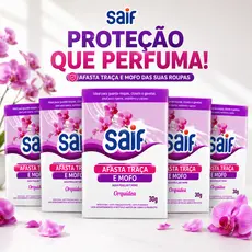 Afasta Traça e Mofo Saif Orquídea 30g Sachê Antitraça Antimofo Perfumado Guarda-Roupa Armário