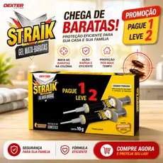 Mata Barata em Gel Straik Dexter Kit 2 Seringas 10g - Elimina Baratas Pequenas Cozinha e Frestas