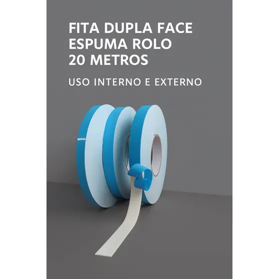 Fita Dupla Face Espuma Extra Forte Rolo 20 Metros
