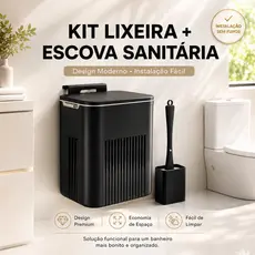 Kit Lixeira Suspensa Preta + Escova Sanitária quadrada Silicone para Banheiro e Cozinha resistente