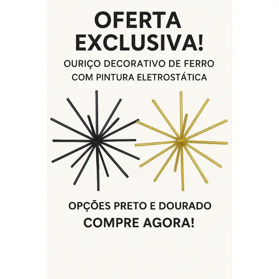Escultura Decorativa Ouriço de Ferro Design Moderno