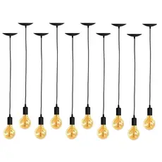 KIT 10 PENDENTES LUMINÁRIA VINTAGE INDUSTRIAL RETRÔ INTSLAÇÃO CABO PRETO FIO 1MT