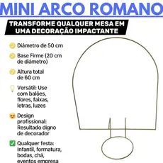 Mini Arco Painel de Mesa Romano Decoração de Festa Ferro Maciço