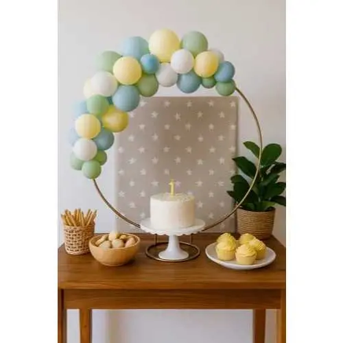 Mini Painel Arco Redondo Suporte para Decoração de Festa e Mesa Dourado