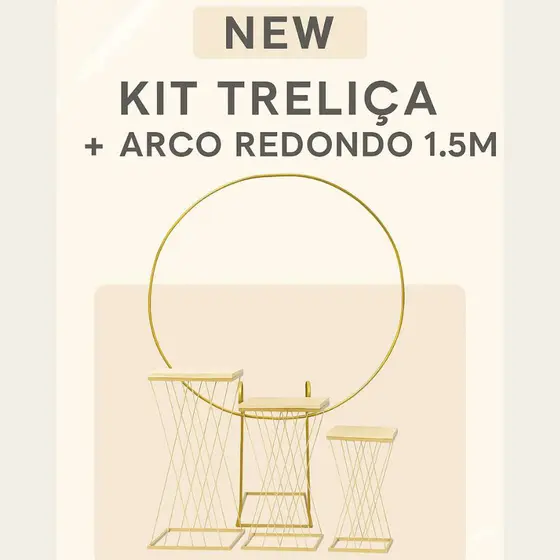 Kit Mesas Treliça e Arco 1,5m Ideal para Festa e Eventos