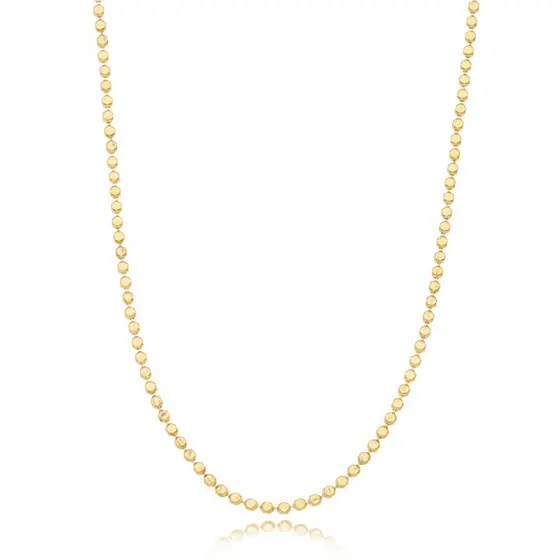 Colar feminino minimalista detalhe de bolinhas achatadas banhado a 70 mil. de Prata 925 de Ouro 18 k