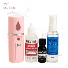 Kit Retenção Extensão de Cílios Navina Com Nano Bruma Primer Finalizador Acqua Clean