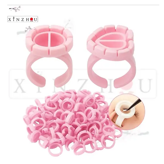 Kit 600 Anel Batoque Descartável Rosa para Cola Henna Cílios Sobrancelha Micro Pigmento e Tinta