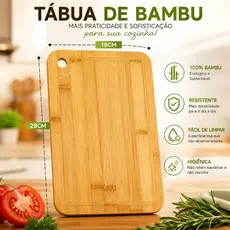 Tábua de Bambu Natural Resistente ideal para Cortar Servir Compacta facil limpar Dia a Dia