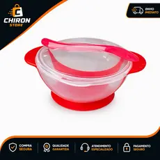 Prato Infantil com Ventosa Colher Silicone Bowl Pote Tigela Antiderrapante Bebê Alimentação Rosa