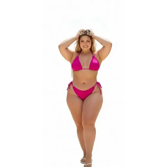 Biquini Plus Size Cortininha Ajustavel Calcinha Amarração