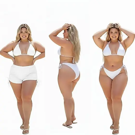 Trikini  Moda Feminina Biquíni Cortininha 3 peças