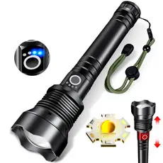 Lanterna Tática P90 Grande Potente Com Zoom Lanterna Militar Bateria Recarregável 15800mAh - BIVOLT