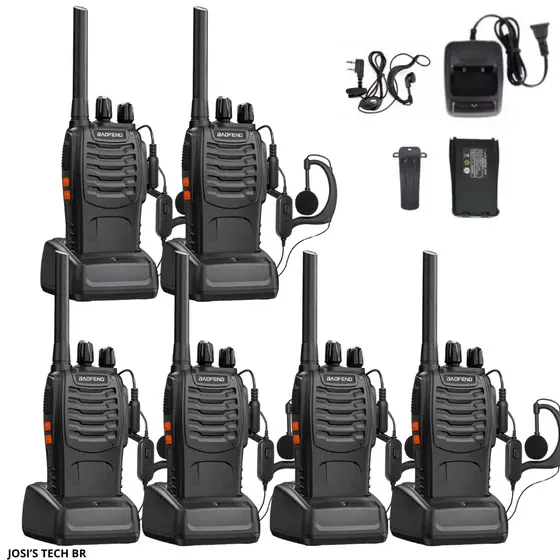 KIT 2/4/6 rádios comunicador Baofeng Alcance 12 Km 16 Canais BF 777S  Bivolt Profissional recarregável