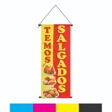 Faixa Temos Salgados 30x90cm Uso Interno e Externo