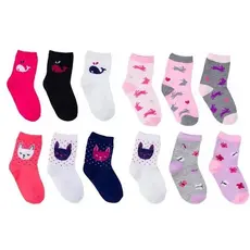 Kit 12 Pares Meias Infantil Feminino