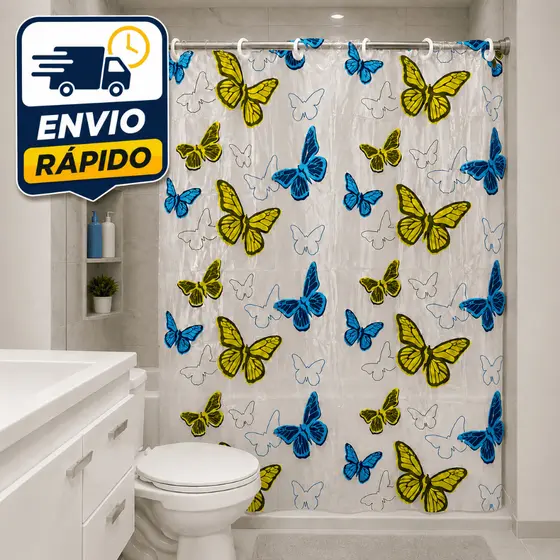 Cortina de Banheiro Para Box Impermeável Anti Mofo PVC Reforçado C\Ilhós Tamanho 1,38m x 1,98m Fácil Instalação Durável