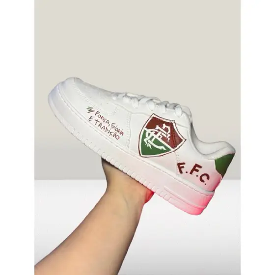 Tênis Branco Unissex Customizado Futebol Fluminense