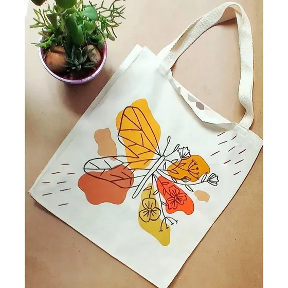 Ecobag Cru customizada bolsa Sacola borboleta abstrata