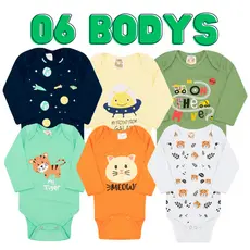 6 body bebê manga longa e curta com estampas Menino E Menina