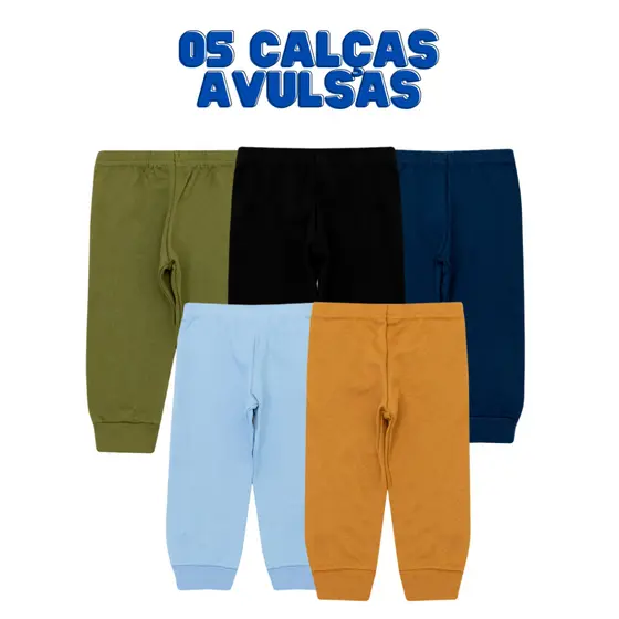 Kit 5 Calça Mijão Culote Em Algodão Cor Sortido Menino Menina