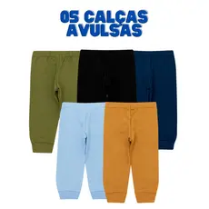 Kit 5 Calça Mijão Culote Em Algodão Cor Sortido Menino Menina
