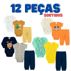 Kit Body Bebê 12 peças conjunto Roupa de  Menino e Menina manga longa e curta