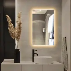 Espelho Retangular Com Led Sem Fio a Pilha Grandes Formatos Decoração luxo menor Preço