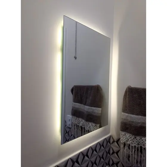 Espelho Led Com Led Luz Retangular Vários Tamanhos Maquiagem Moda Blogueira Barbearia Decoração