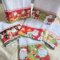 Kit Panos de Prato Natal 4 Peças 100% Algodão Alta Absorção Decoração de Natal Cozinha Pé de Galinha
