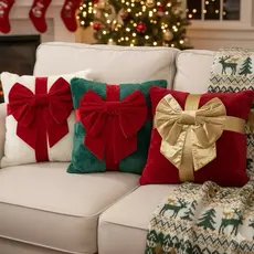 Capa de Almofada 45cm X 45cm de Natal Premium Tecido Aveludado Decoração de Sala Sofá e Poltrona