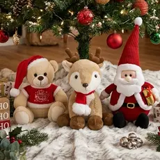 Urso de Pelúcia Natalina com roupa Presente de Natal Decoração Natal Enfeite Papai Noel Fofo